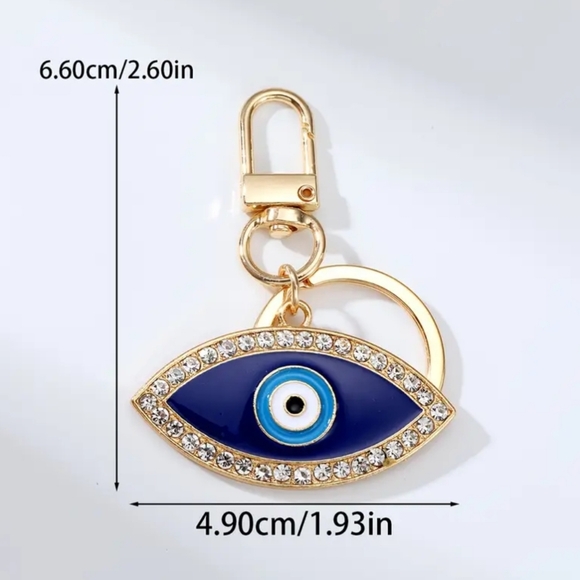 Rhinestone "Evil Eye" Keychain Bag 🎒👜 Charm ~ Protection, Luck🍀(Small Size) - Picture 6 of 12